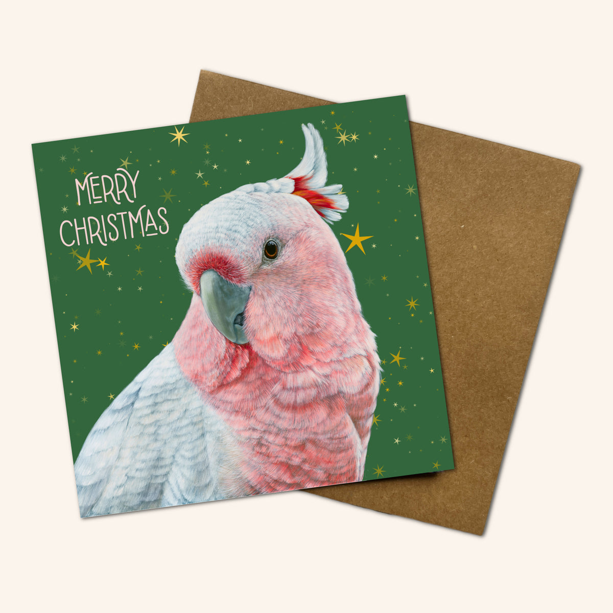 'Dawn' The PInk Cockatoo Christmas Card