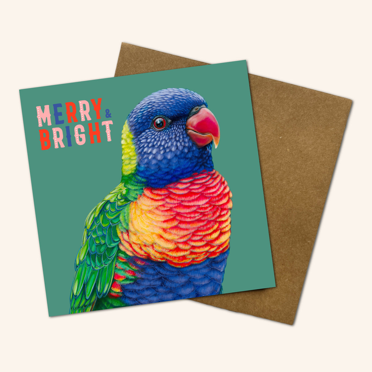 Rupert the Rainbow Lorikeet Christmas Card