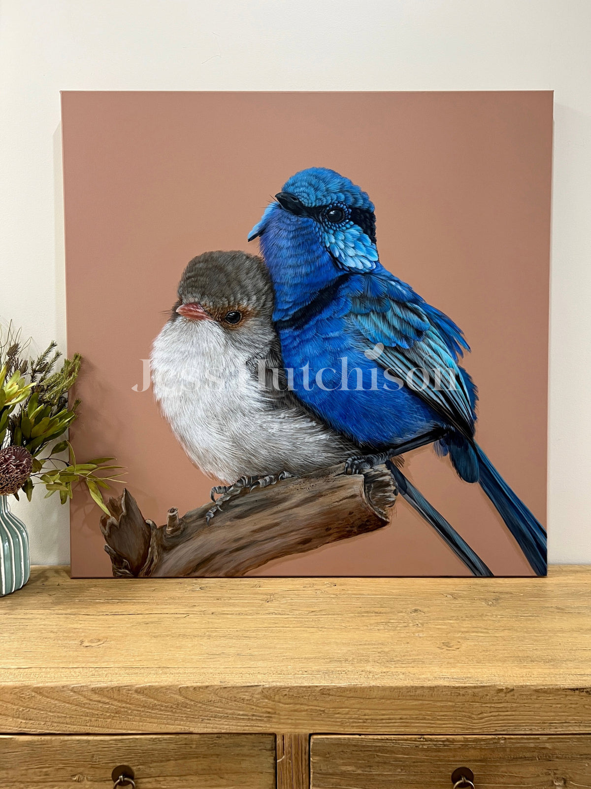 ‘Fred and Ginger’ Splendid Fairy-wren pair framed original artwork