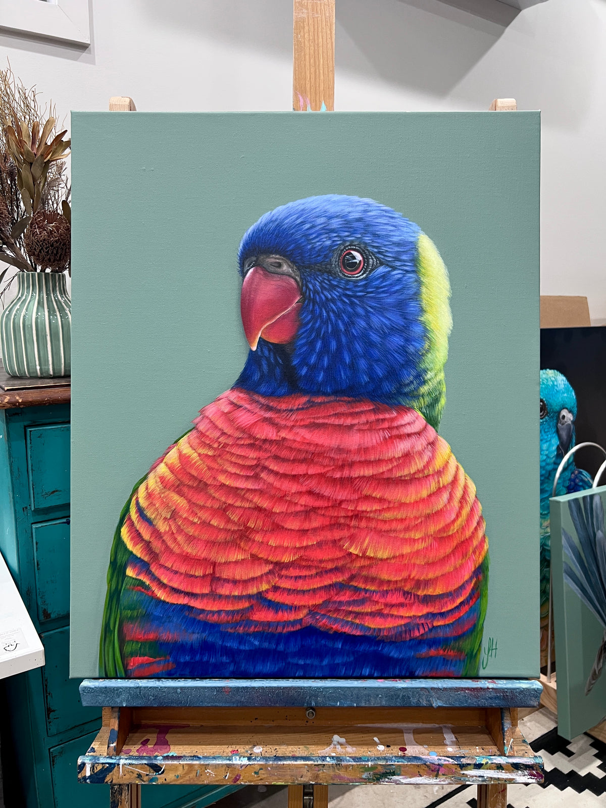 Beau the Rainbow Lorikeet original framed artwork