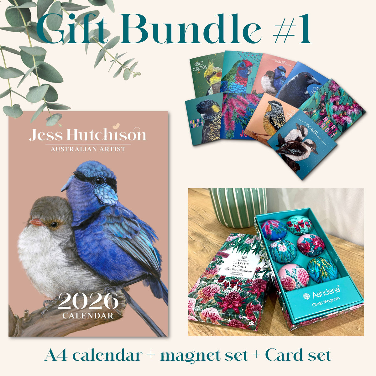 Gift Bundle #1: A4 Calendar, Xmas card and magnet gift set PRE-ORDER (mid Dec delivery)