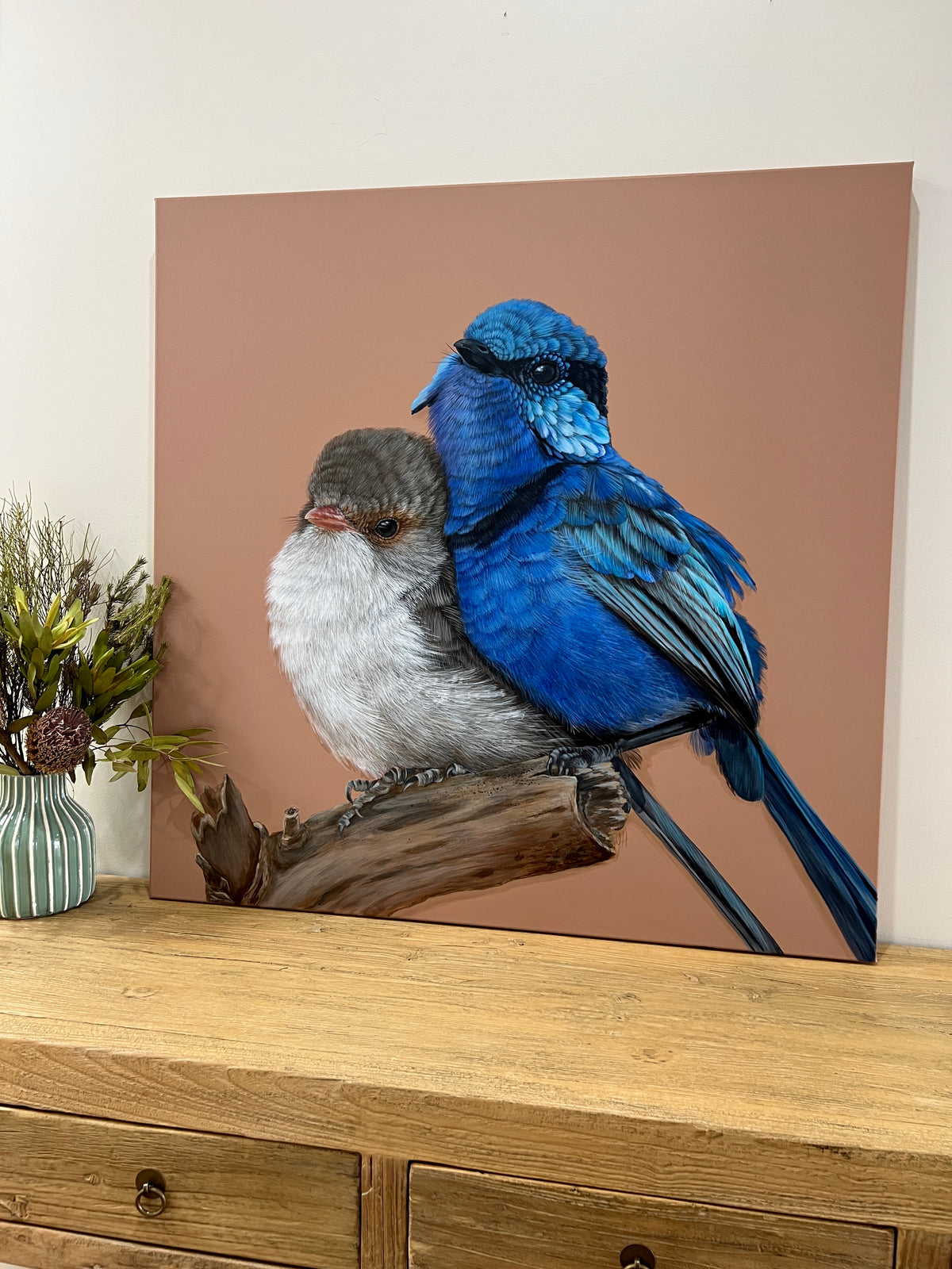 ‘Fred and Ginger’ Splendid Fairy-wren pair framed original artwork
