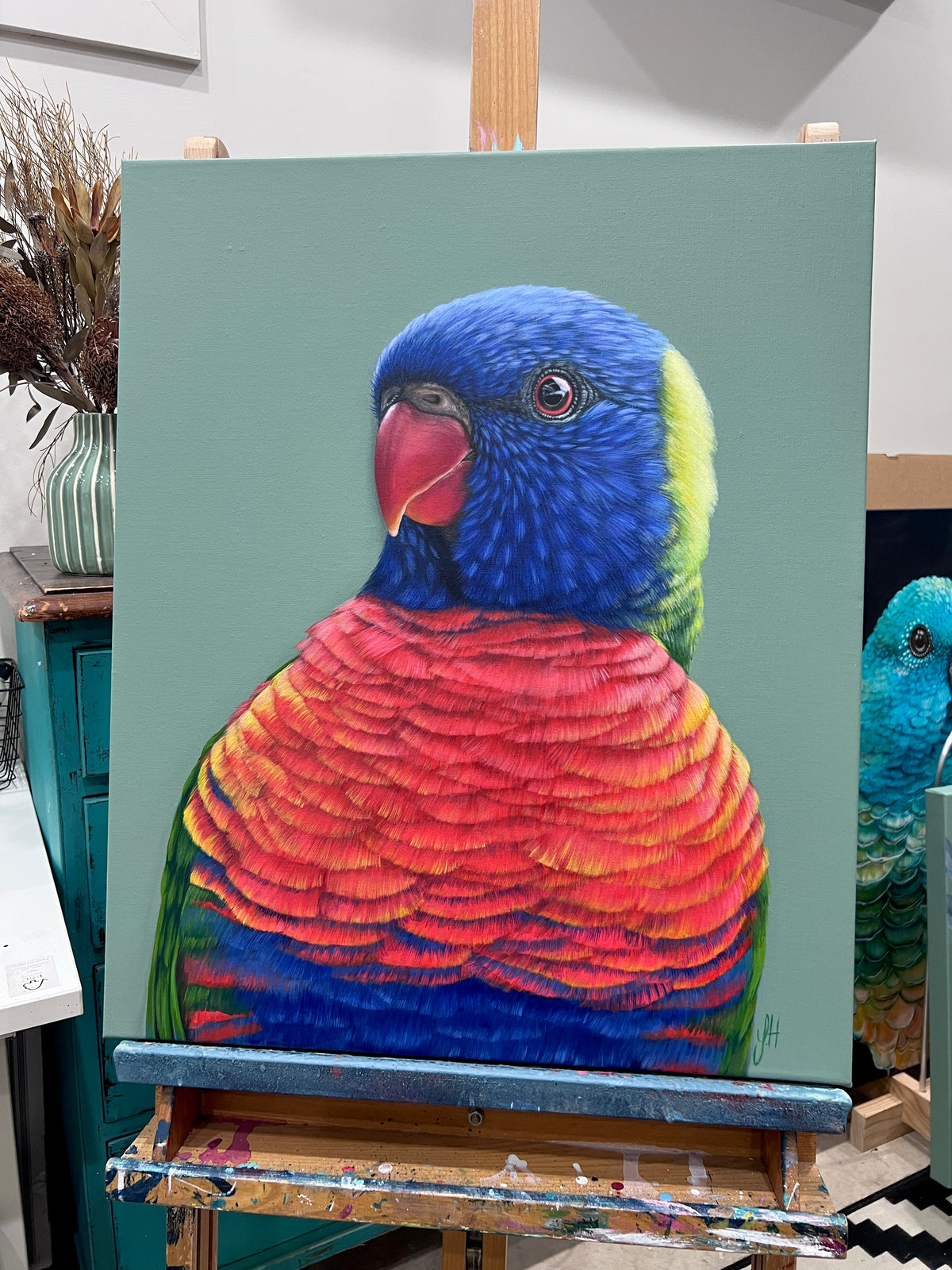 Beau the Rainbow Lorikeet original framed artwork