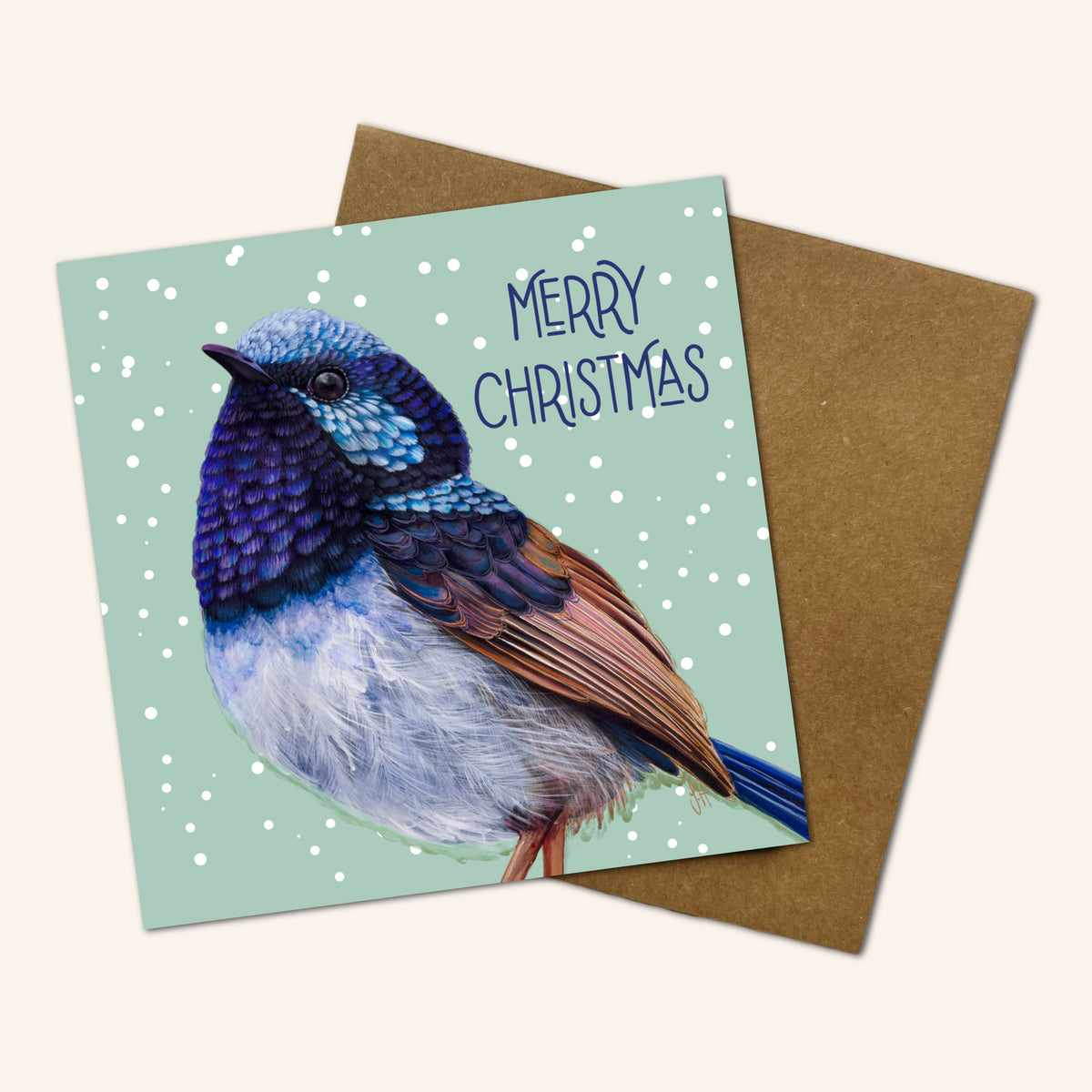 Pip the Superb Fairy Wren Christmas Card