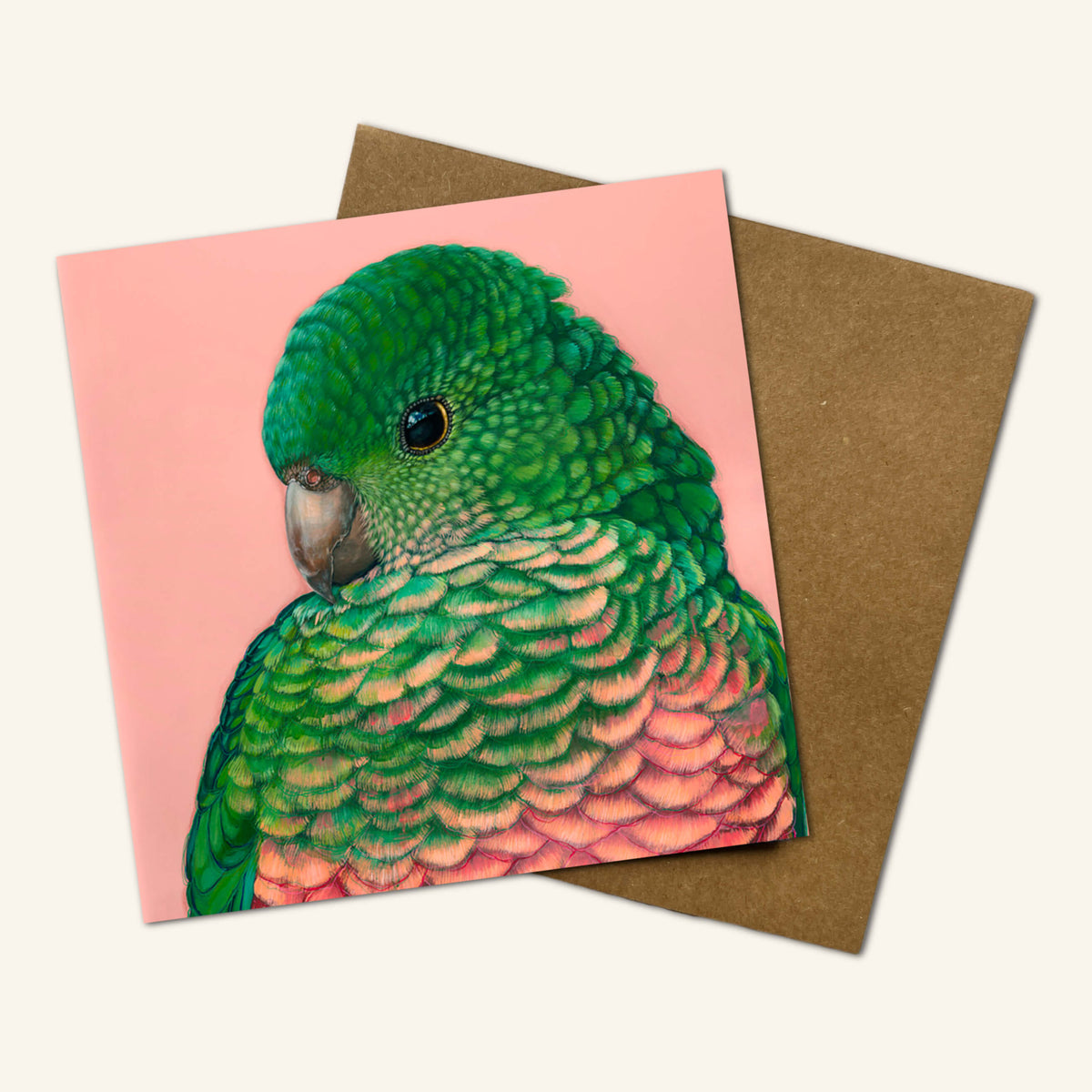 &#39;Queenie&#39; The King Parrot Greeting Card