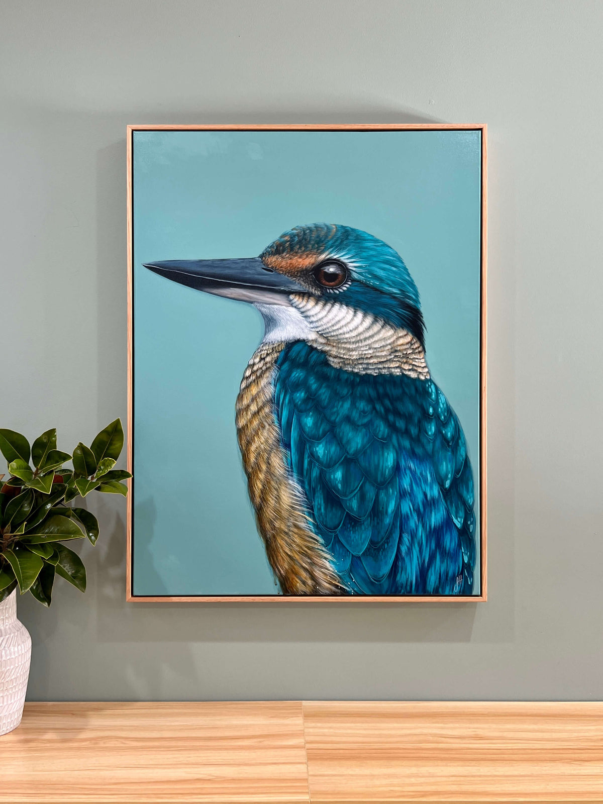 Iluka the Sacred Kingfisher Original framed artwork